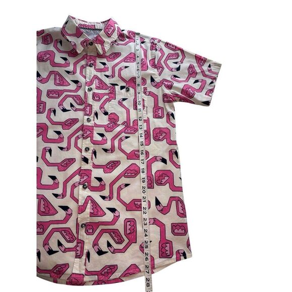 Sovereign Code pink flamingo short sleeve button down shirt - M - Picture 5 of 7